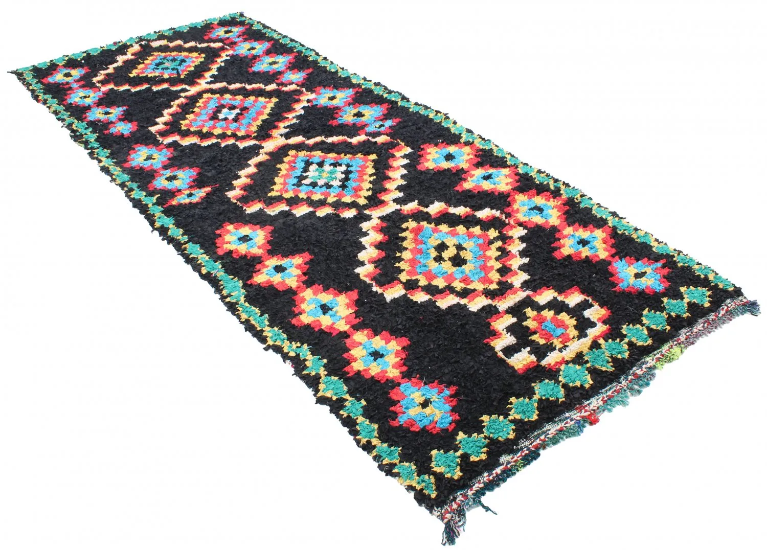 Marokkansk berber tæppe Boucherouite 370 x 145 cm