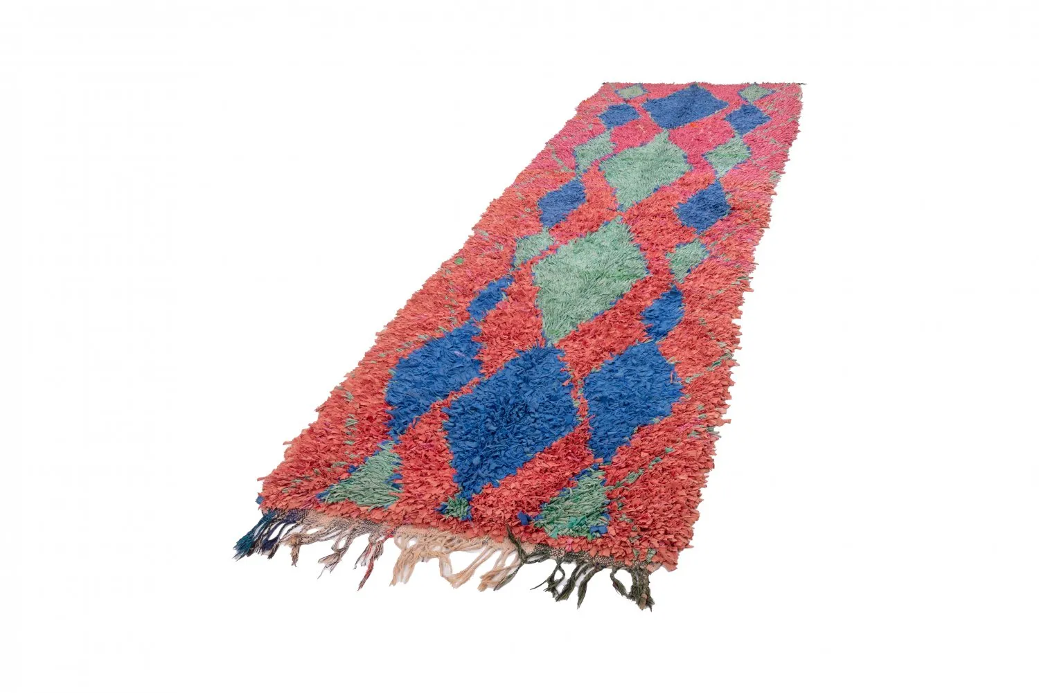 Marokkansk berber tæppe Boucherouite 330 x 100 cm