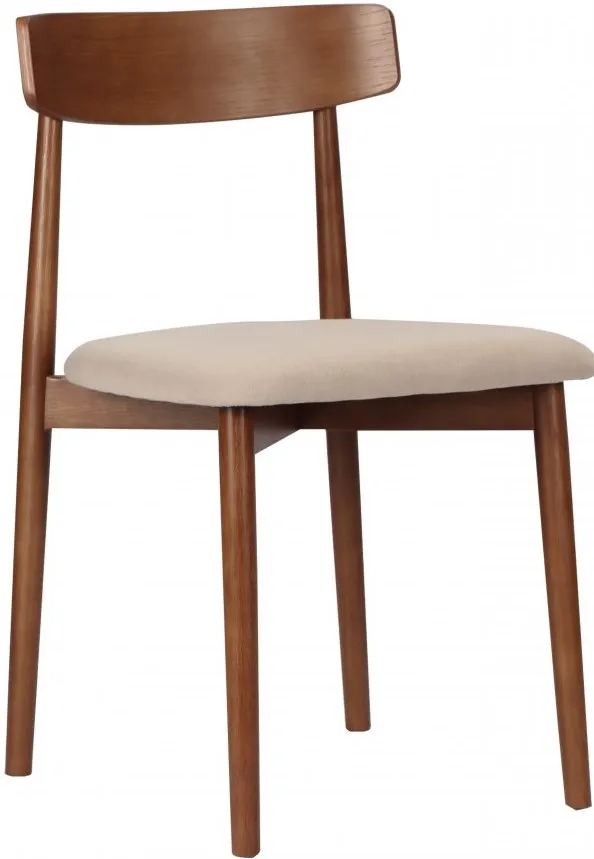 Stol - Ystad (valnød/beige) - 2 stk