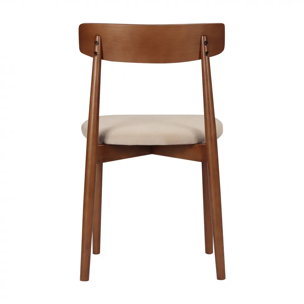 Stol - Ystad (valnød/beige) - 2 stk