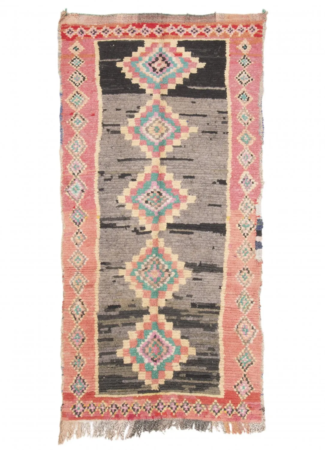 Marokkansk berber tæppe Boucherouite 225 x 105 cm