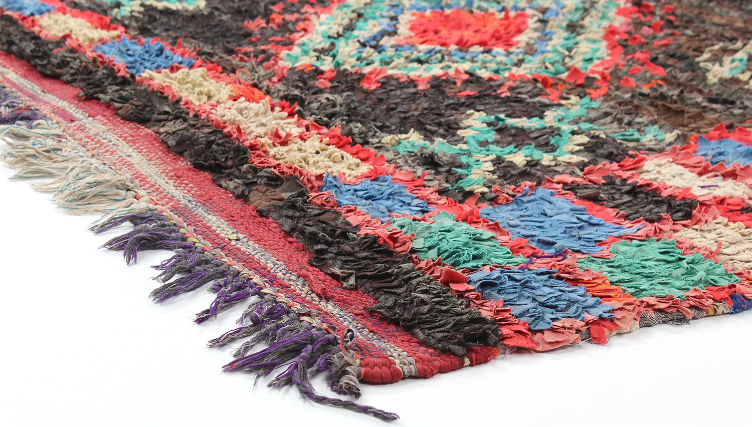 Marokkansk berber tæppe Boucherouite 270 x 120 cm