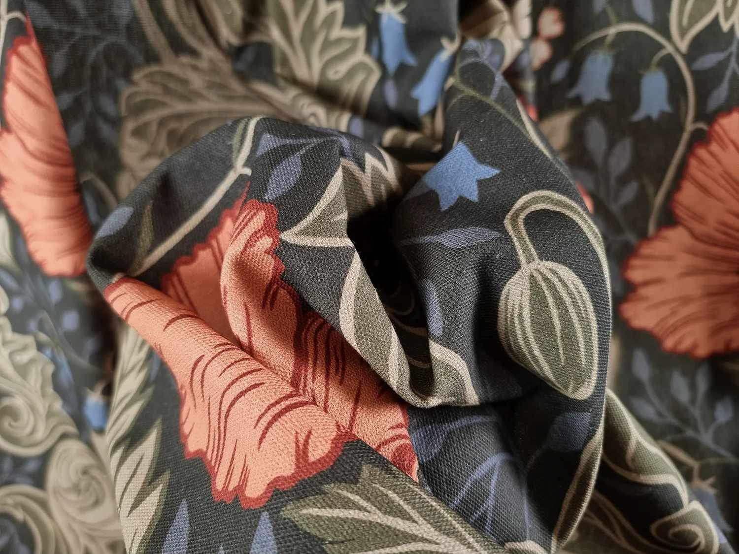 Bomuldsgardin - Poppy (sort)