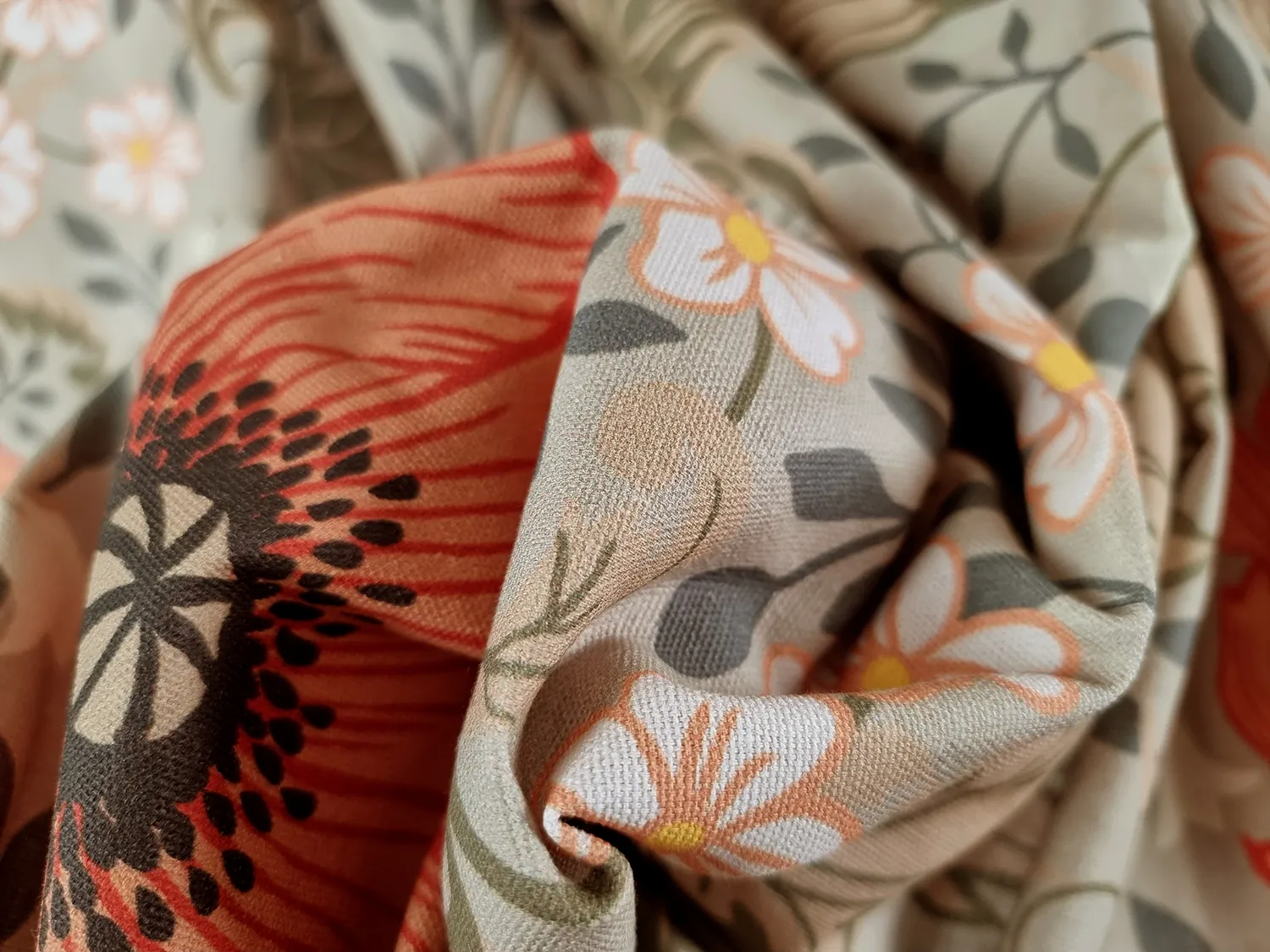 Bomuldsgardin - Poppy (beige)