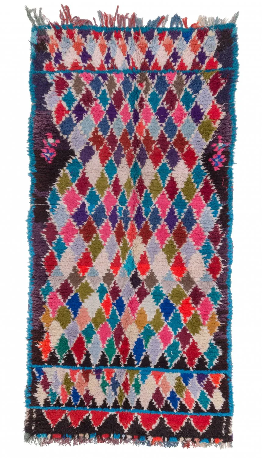 Marokkansk berber tæppe Boucherouite 225 x 105 cm
