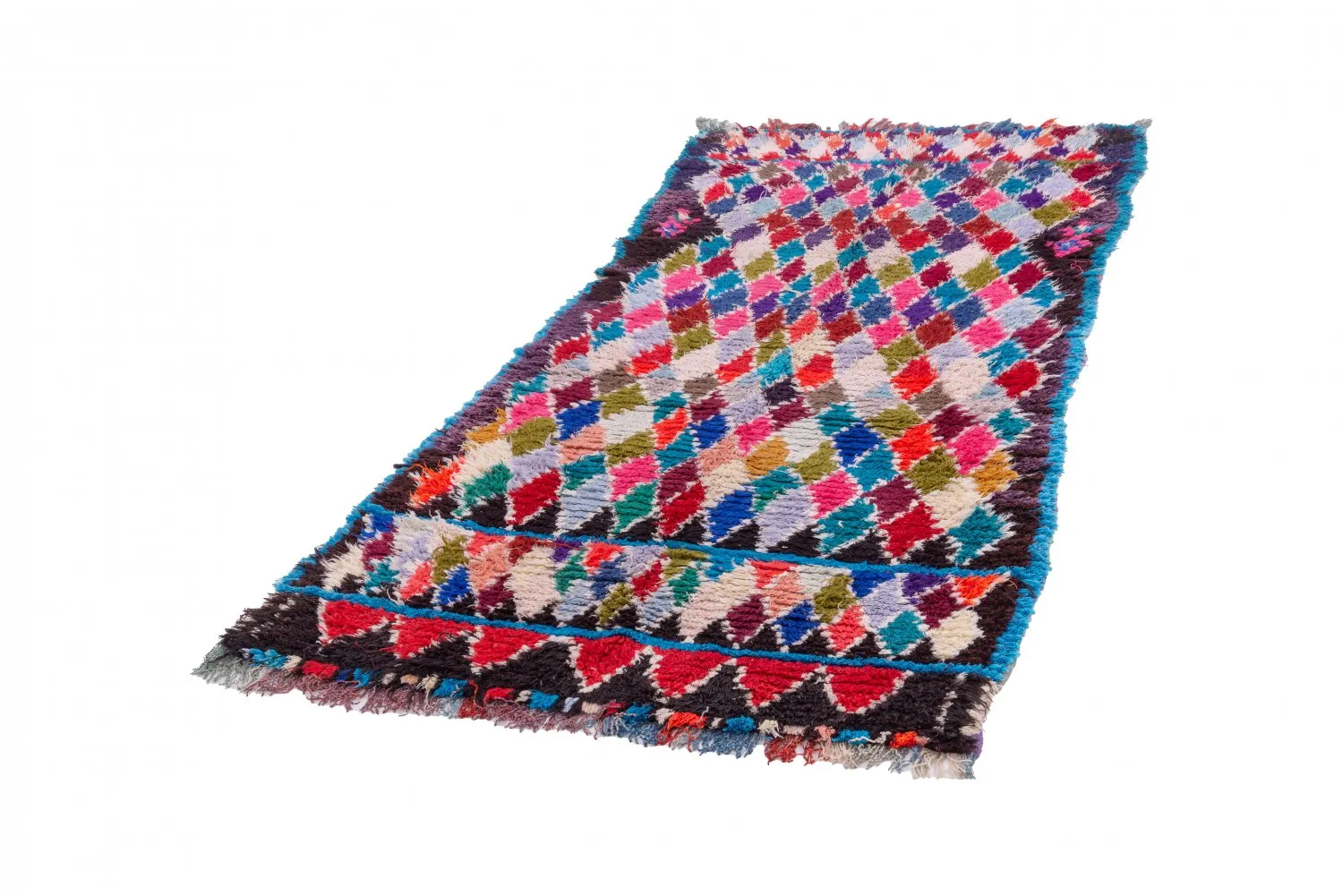 Marokkansk berber tæppe Boucherouite 225 x 105 cm