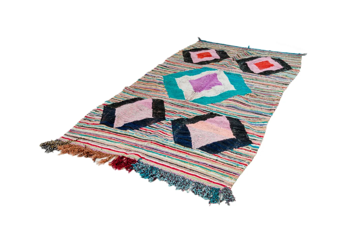 Marokkansk berber tæppe Boucherouite 140 x 255 cm