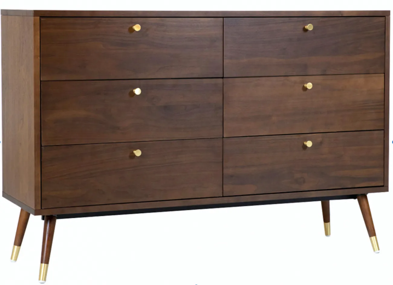 Kommode - Prime - 6 drawers (valnød/messing)