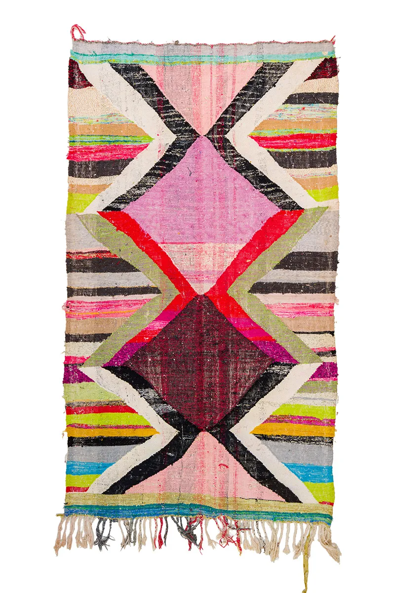 Marokkansk berber tæppe Boucherouite 135 x 245 cm