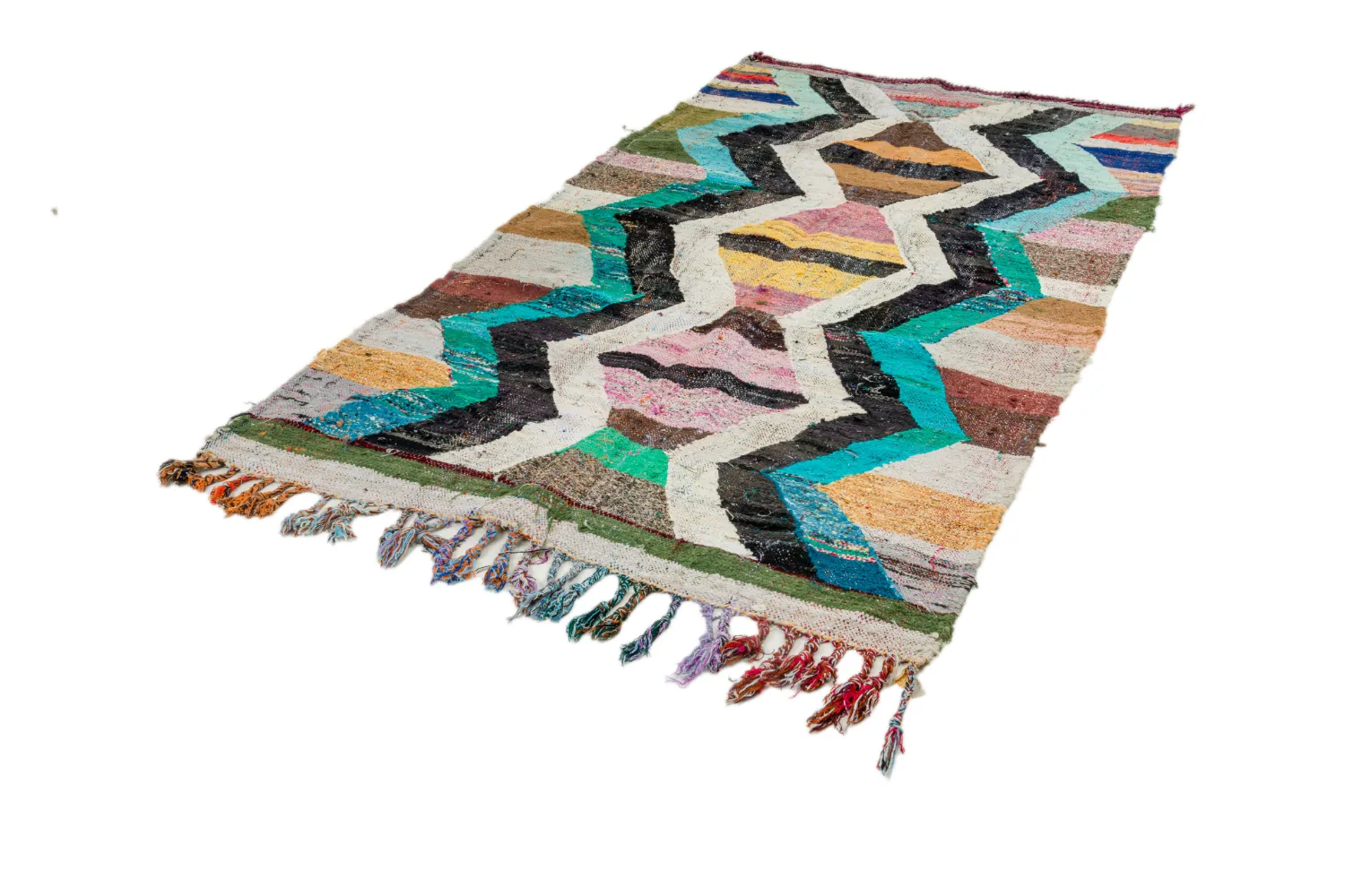 Marokkansk berber tæppe Boucherouite 135 x 245 cm