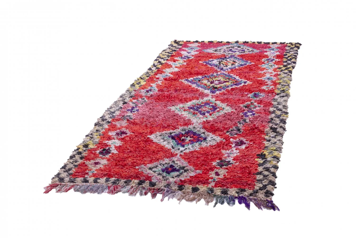 Marokkansk berber tæppe Boucherouite 220 x 125 cm