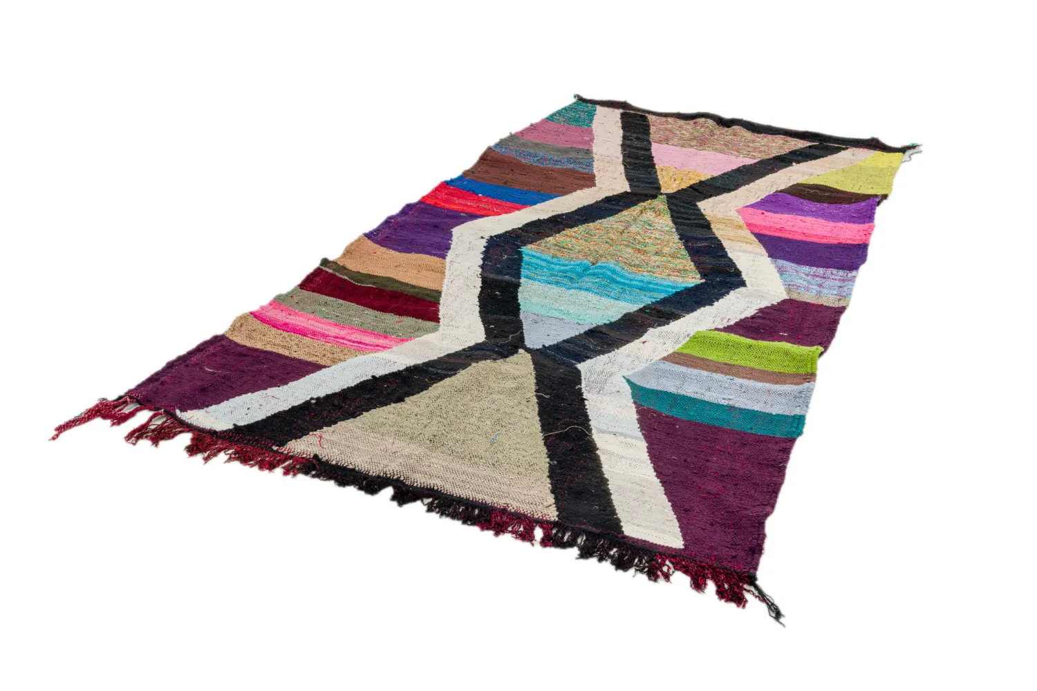 Marokkansk berber tæppe Boucherouite 135 x 255 cm