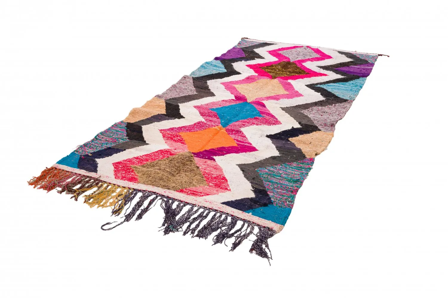 Marokkansk berber tæppe Boucherouite 120 x 265 cm