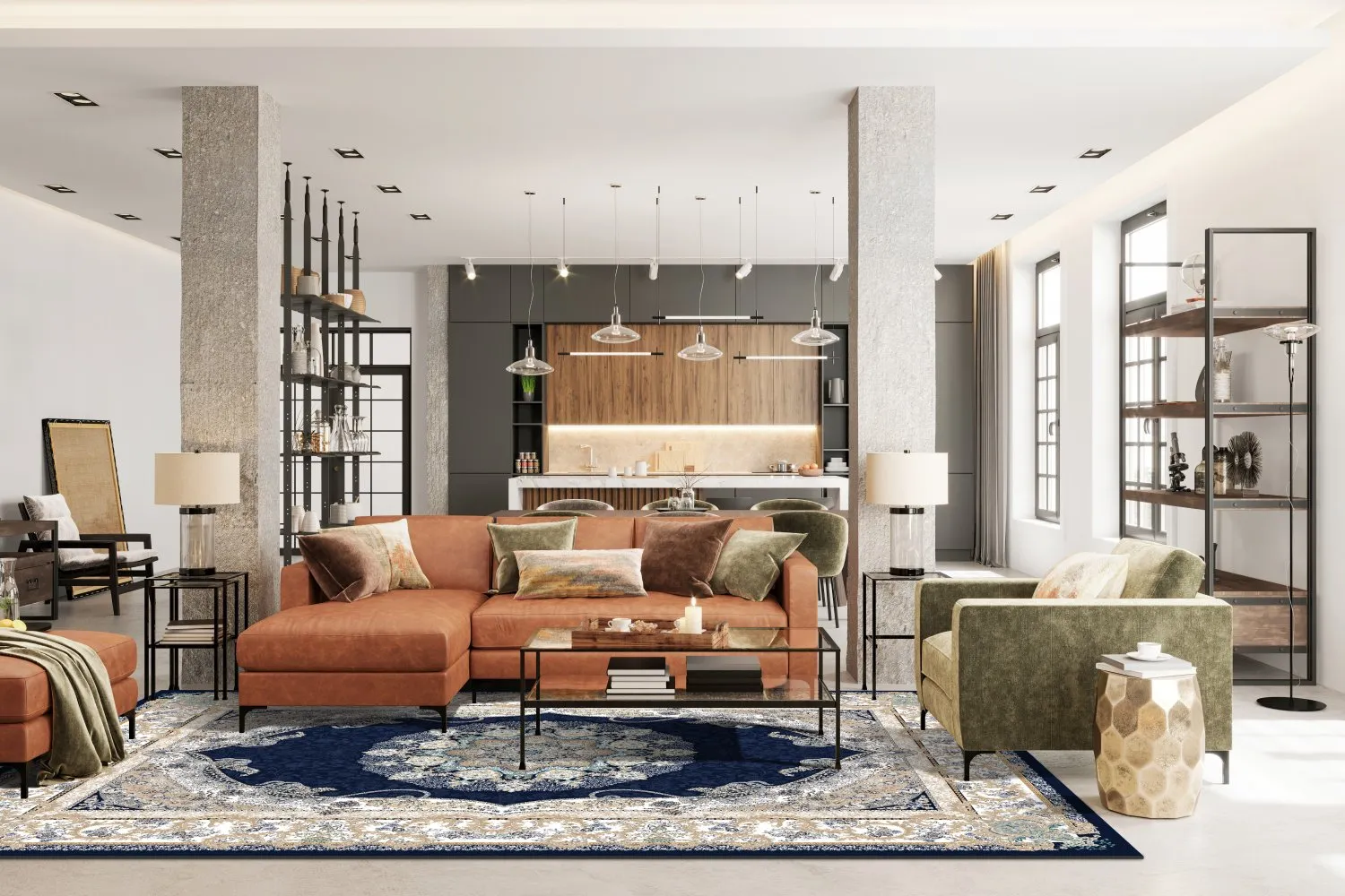 Wilton-tæppe - Asara (blå)