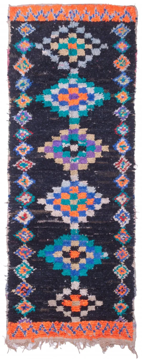 Marokkansk berber tæppe Boucherouite 330 x 115 cm