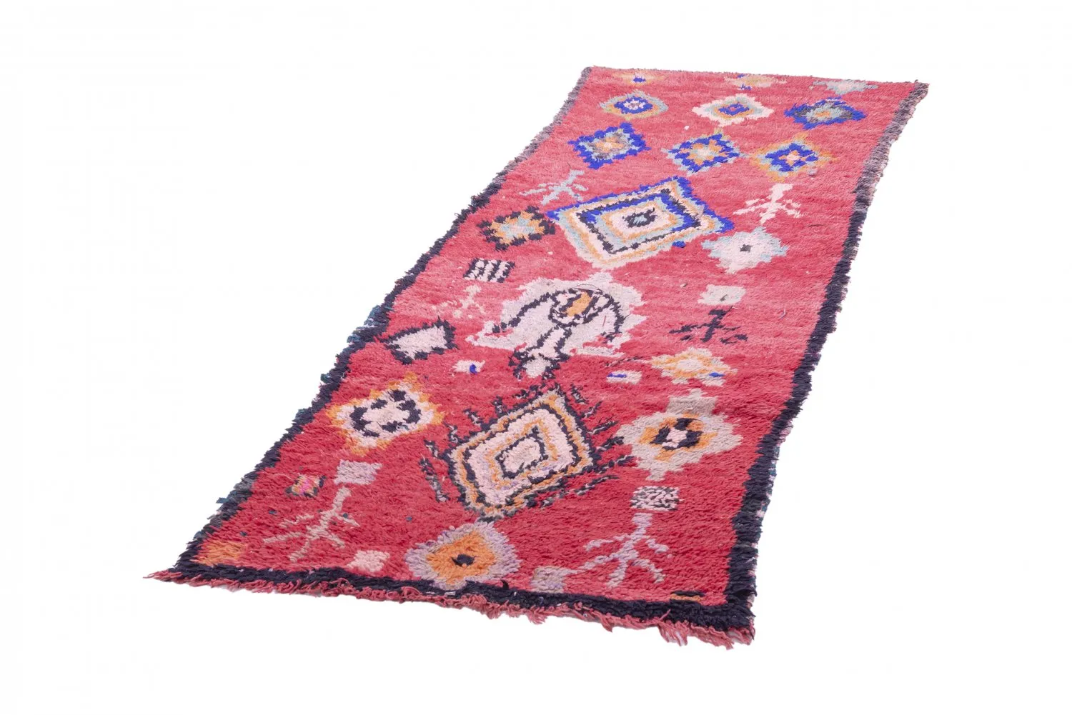 Marokkansk berber tæppe Boucherouite 240 x 90 cm