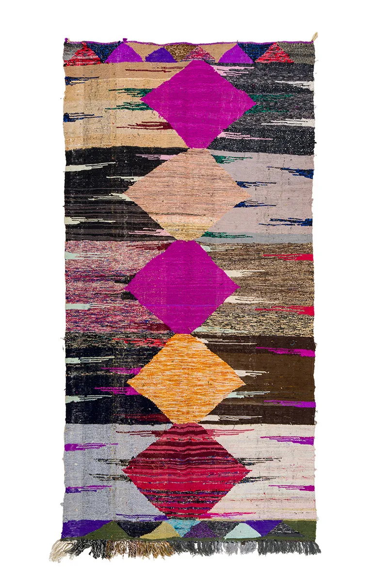 Marokkansk berber tæppe Boucherouite 130 x 275 cm