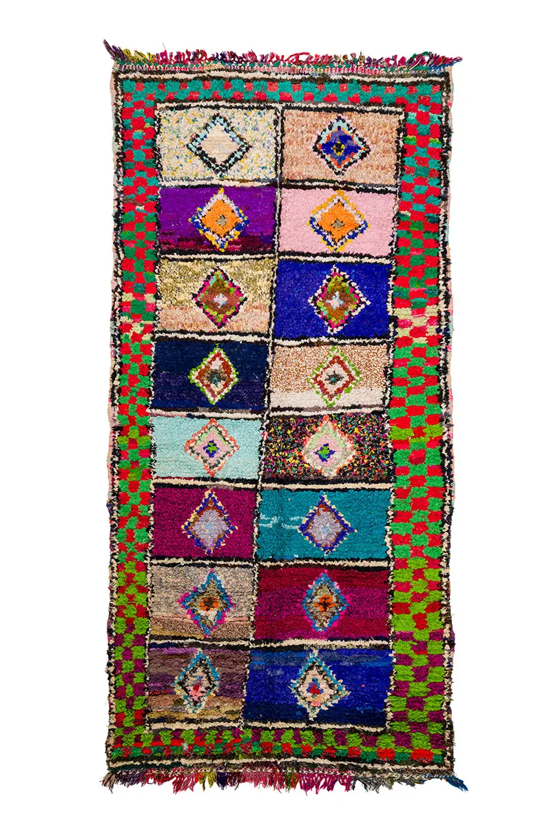 Marokkansk berber tæppe Boucherouite 145 x 305 cm
