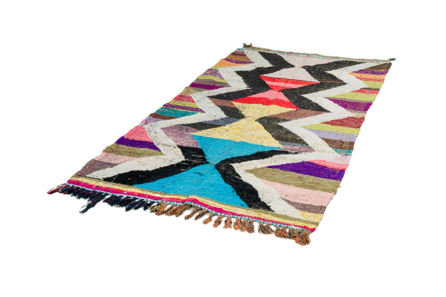 Marokkansk berber tæppe Boucherouite 125 x 225 cm