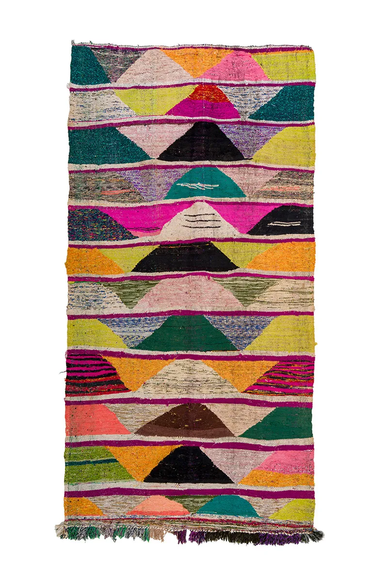 Marokkansk berber tæppe Boucherouite 135 x 265 cm
