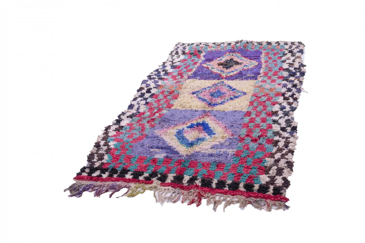 Marokkansk berber tæppe Boucherouite 225 x 125 cm