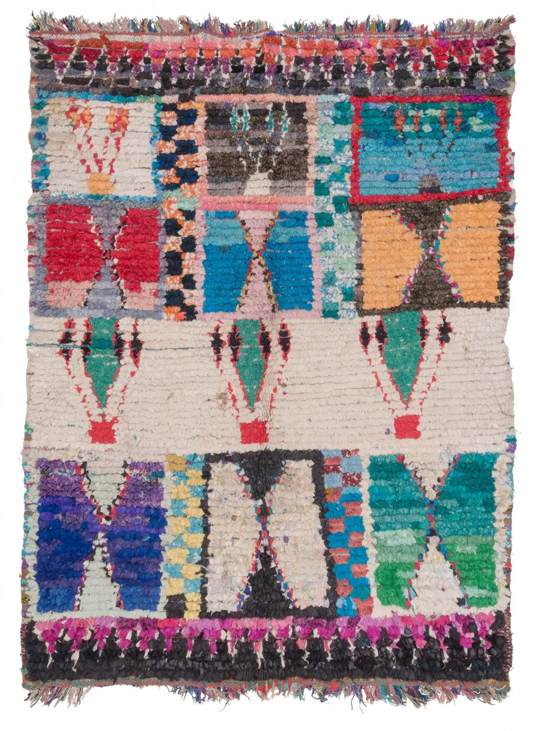Marokkansk berber tæppe Boucherouite 225 x 170 cm