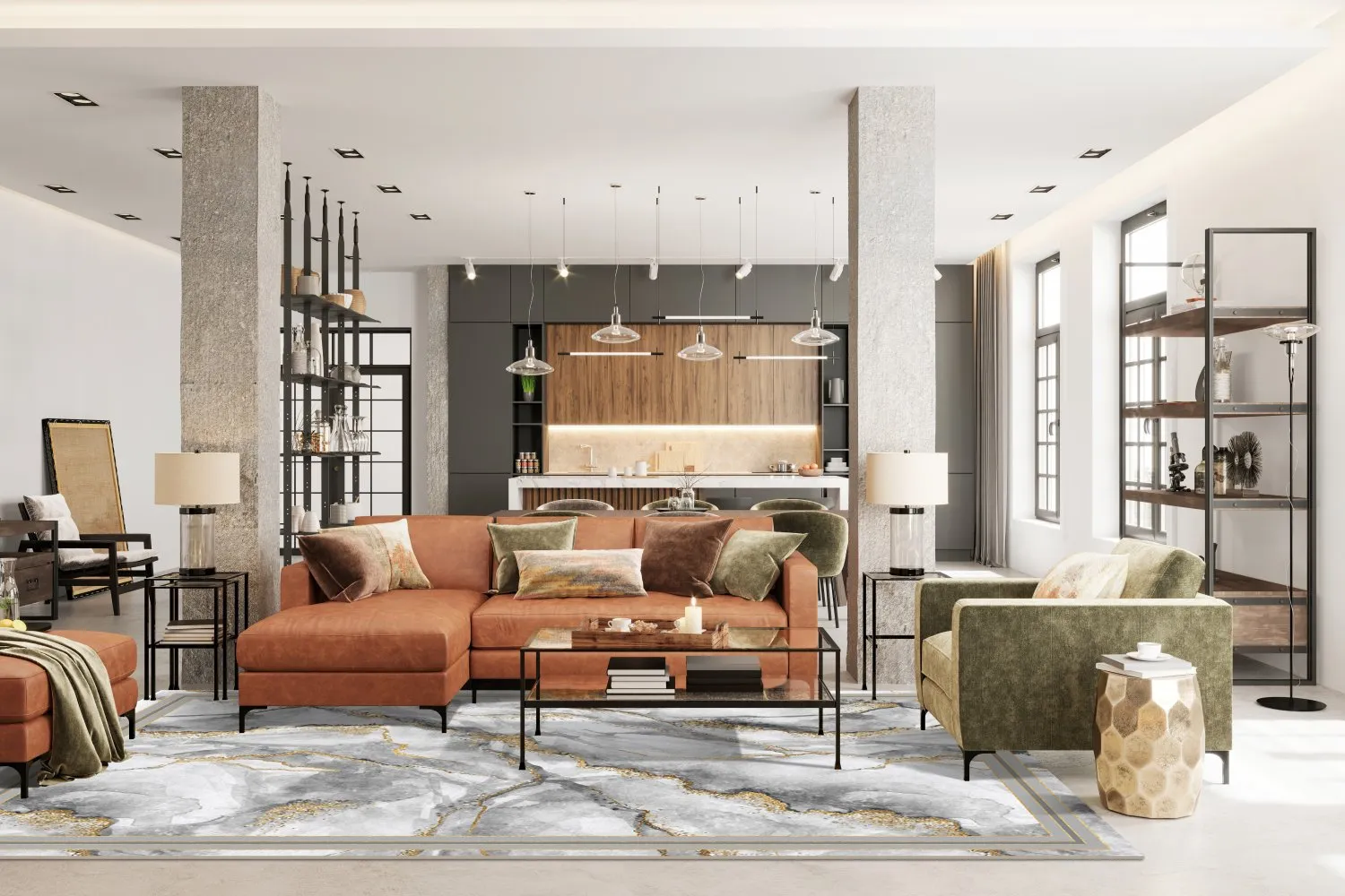 Wilton-tæppe - Attika (grå/hvid/guld)