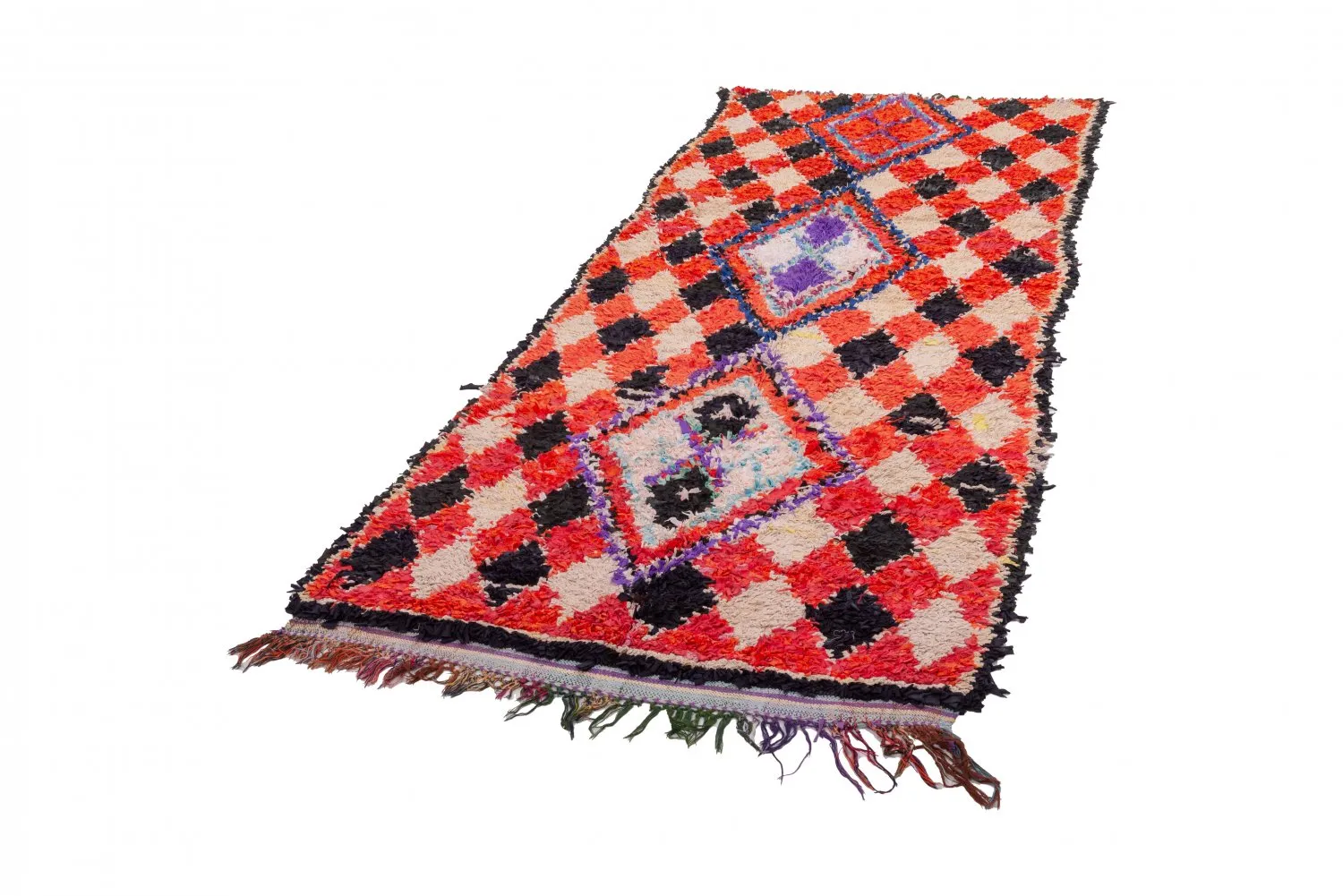 Marokkansk berber tæppe Boucherouite 255 x 105 cm