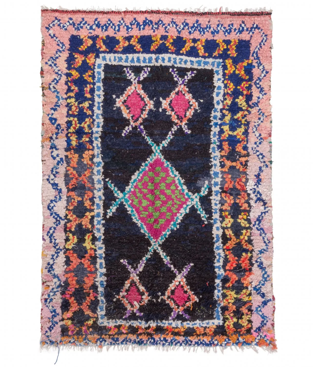 Marokkansk berber tæppe Boucherouite 200 x 145 cm