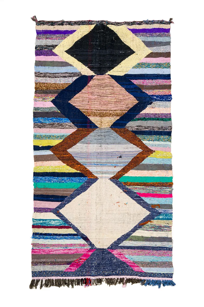 Marokkansk berber tæppe Boucherouite 130 x 250 cm