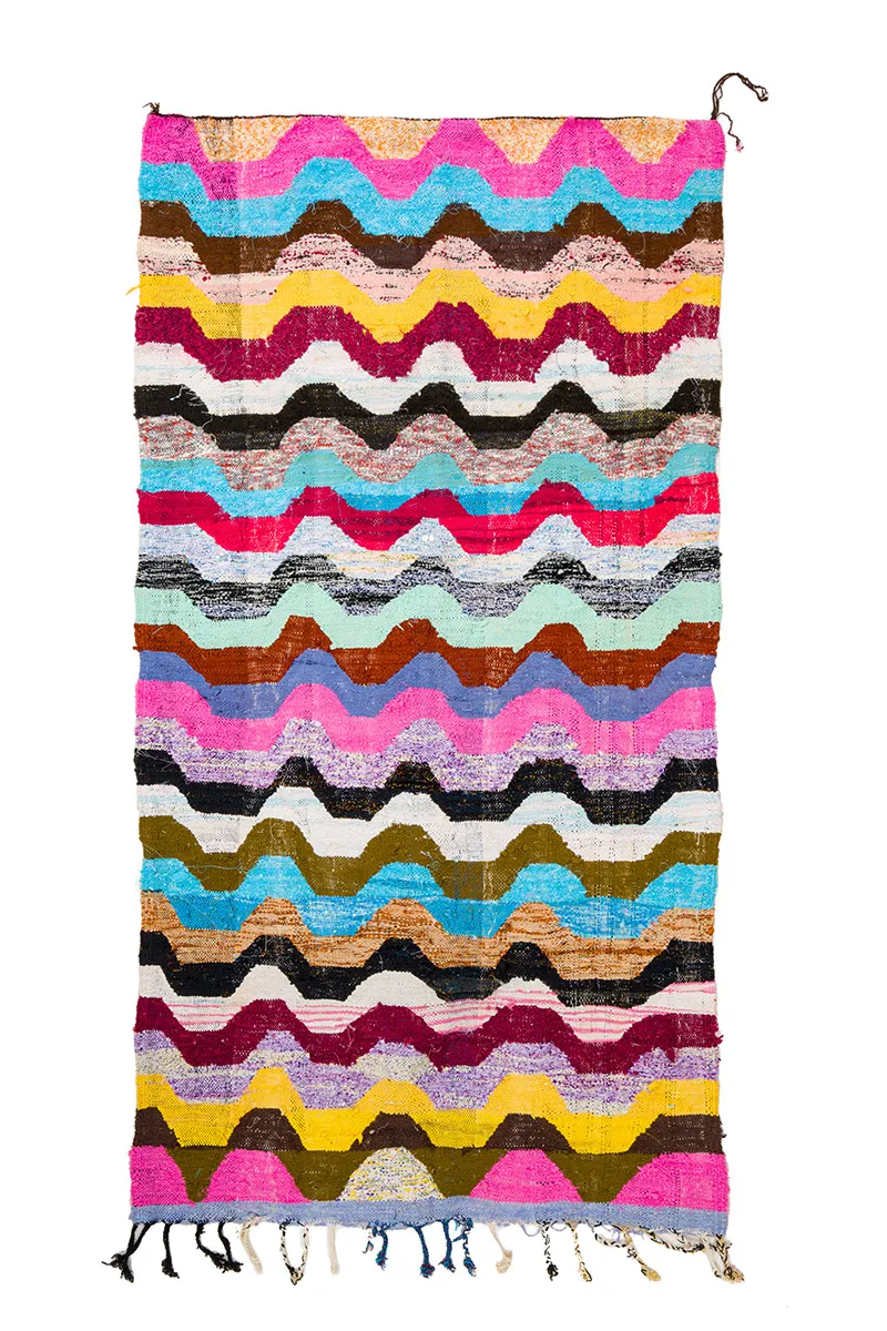 Marokkansk berber tæppe Boucherouite 140 x 265 cm