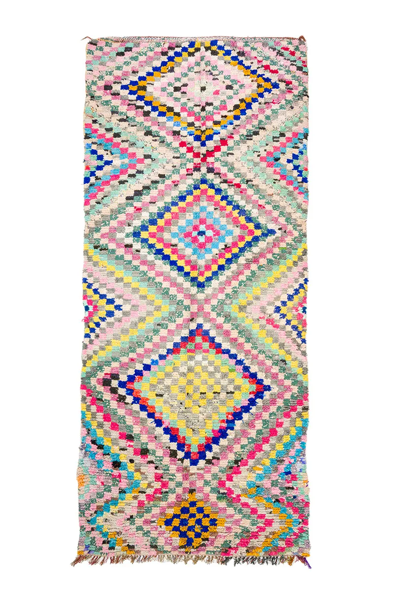 Marokkansk berber tæppe Boucherouite 145 x 365 cm