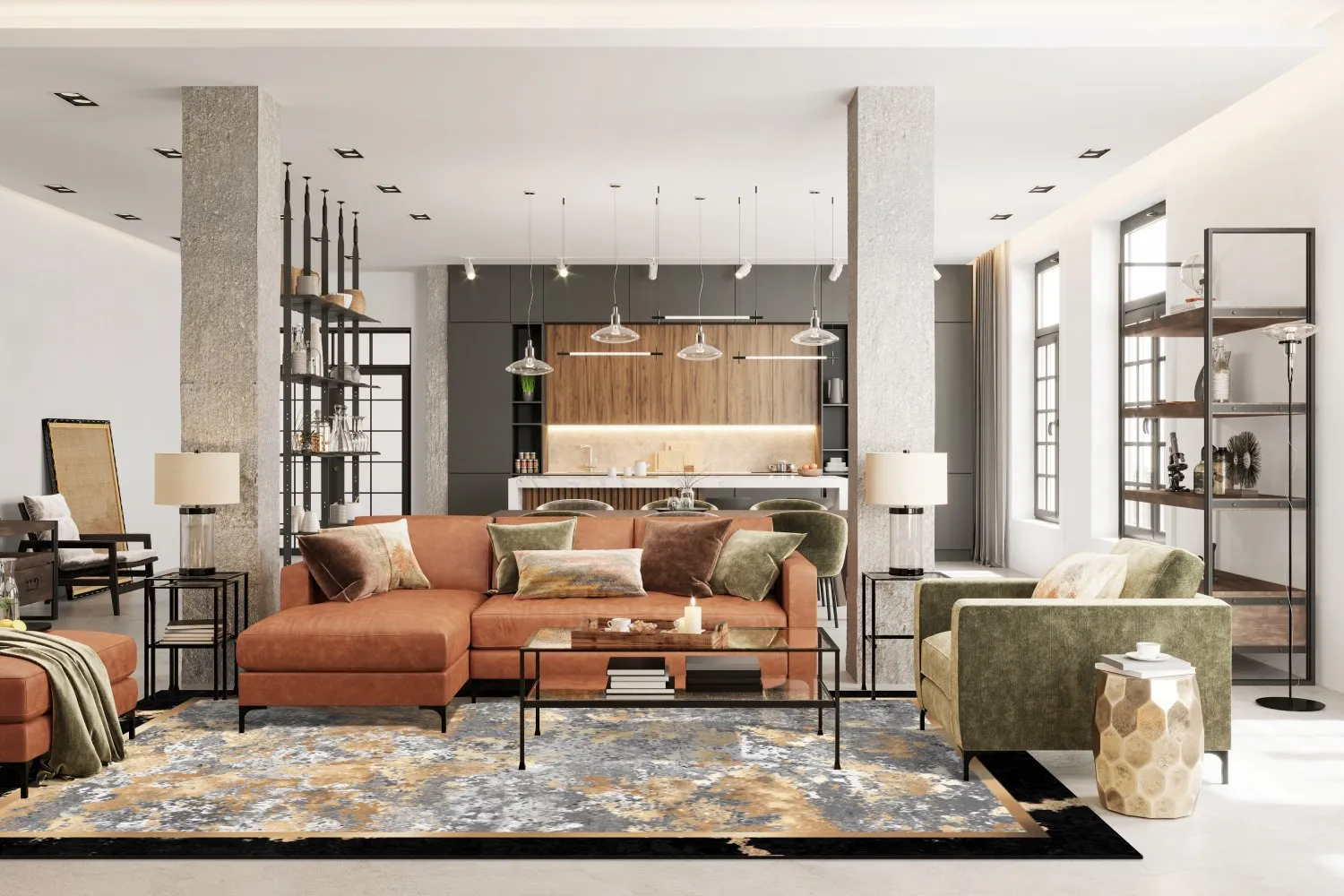 Wilton-tæppe - Peri (sort/multi)