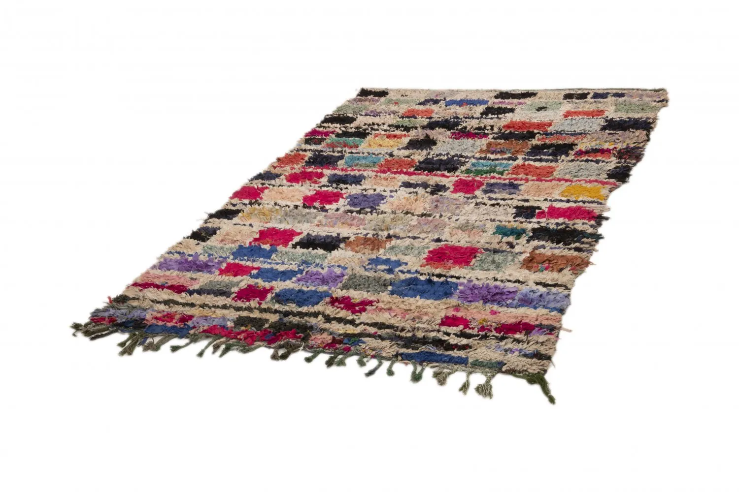 Marokkansk berber tæppe Boucherouite 230 x 135 cm
