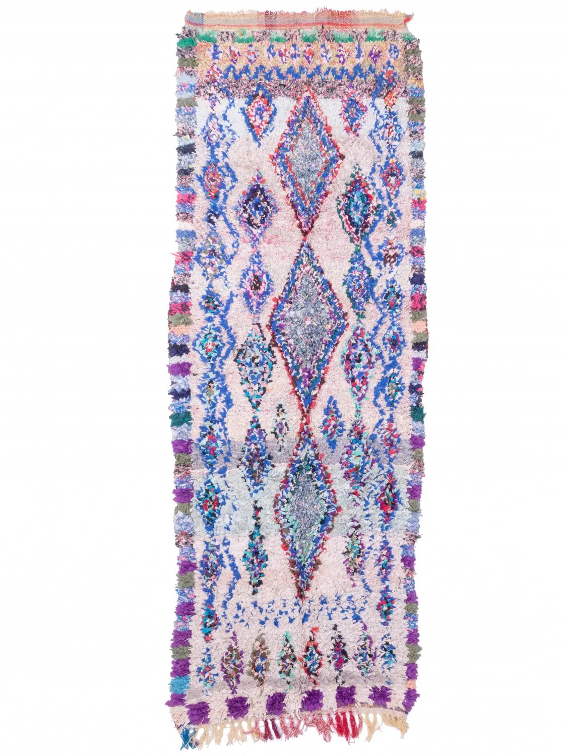 Marokkansk berber tæppe Boucherouite 250 x 90 cm