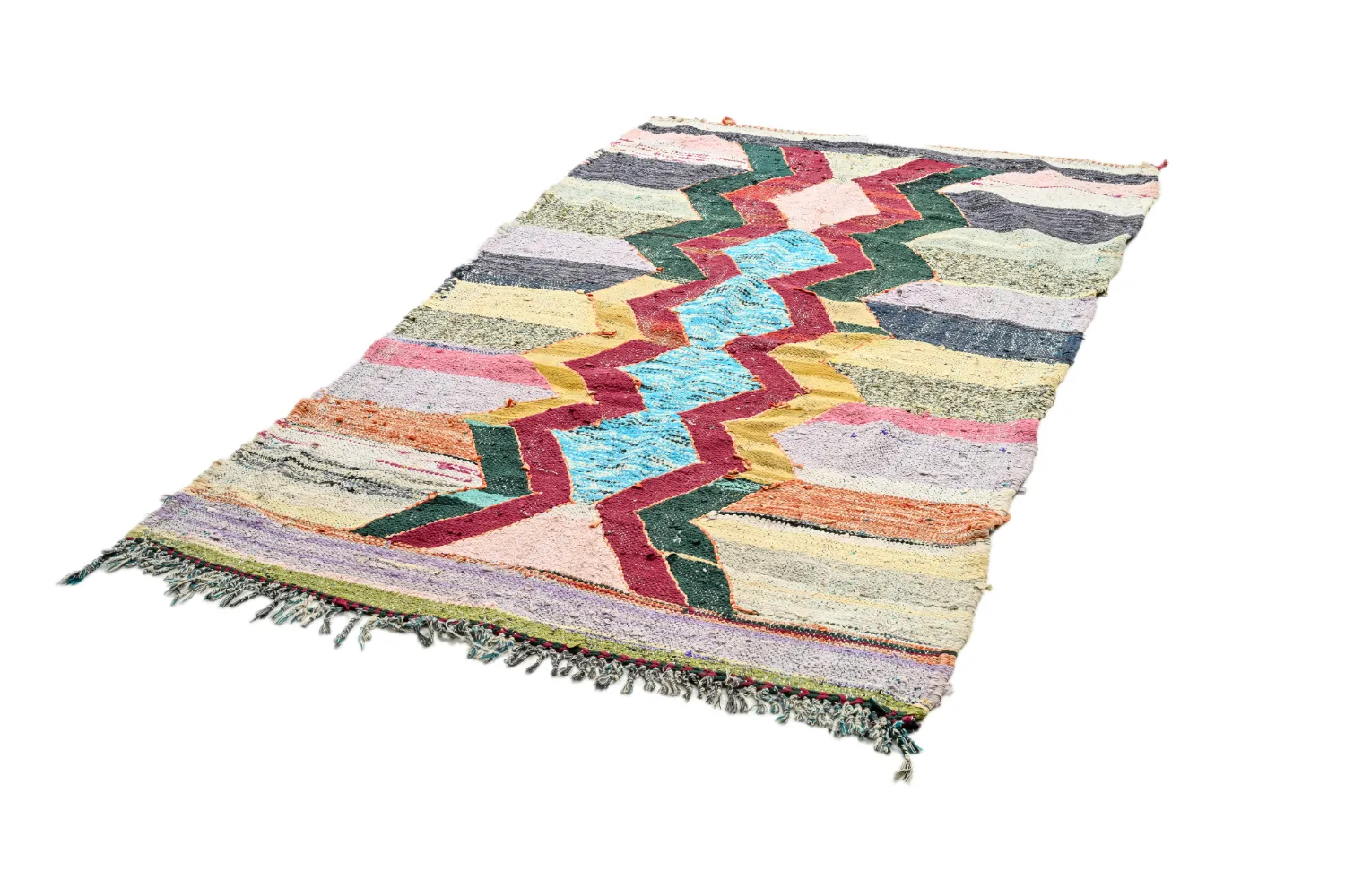 Marokkansk berber tæppe Boucherouite 125 x 215 cm