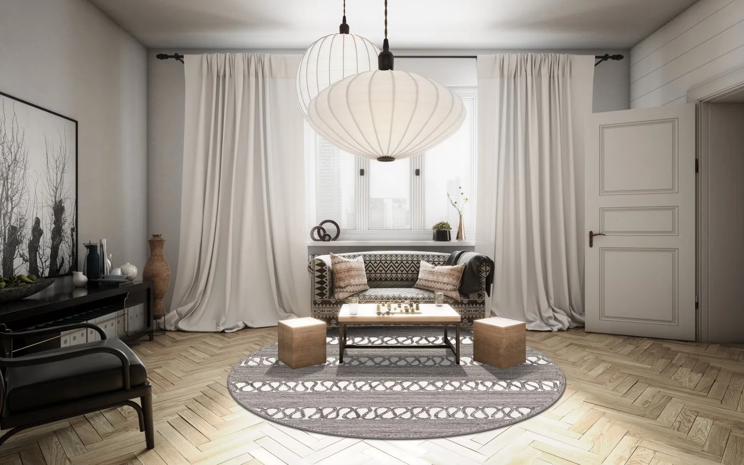 Rundt tæppe - Levie (grå)