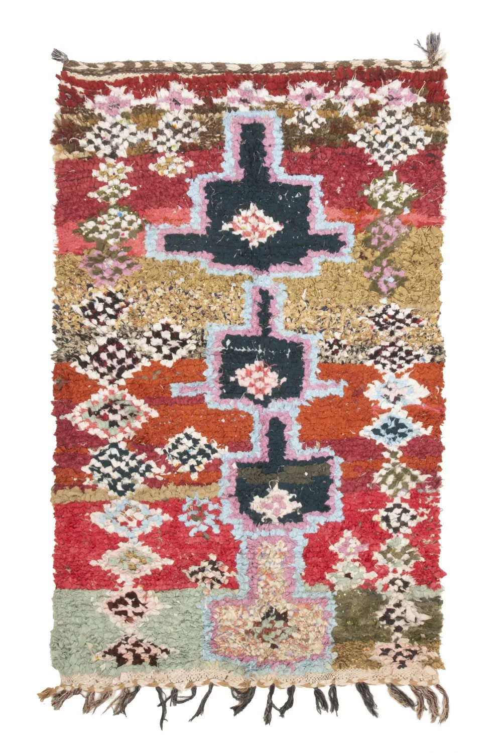 Marokkansk berber tæppe Boucherouite 205 x 120 cm