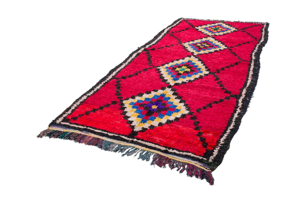 Marokkansk berber tæppe Boucherouite 310 x 145 cm