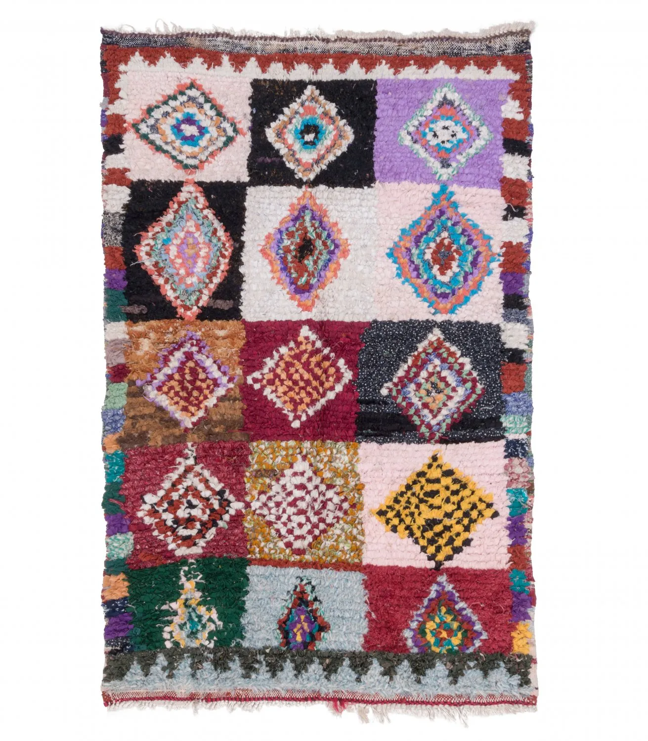 Marokkansk berber tæppe Boucherouite 205 x 120 cm