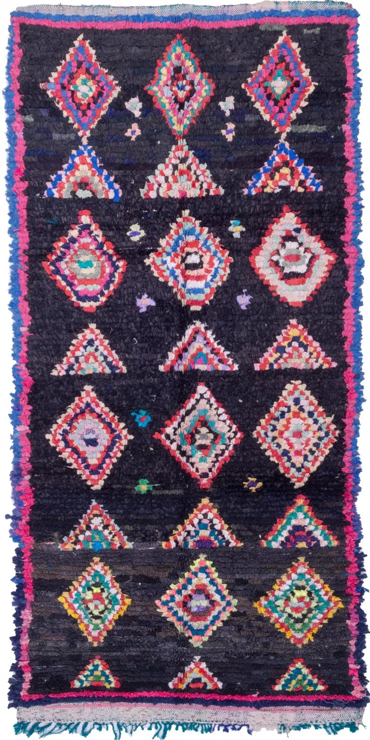 Marokkansk berber tæppe Boucherouite 245 x 115 cm