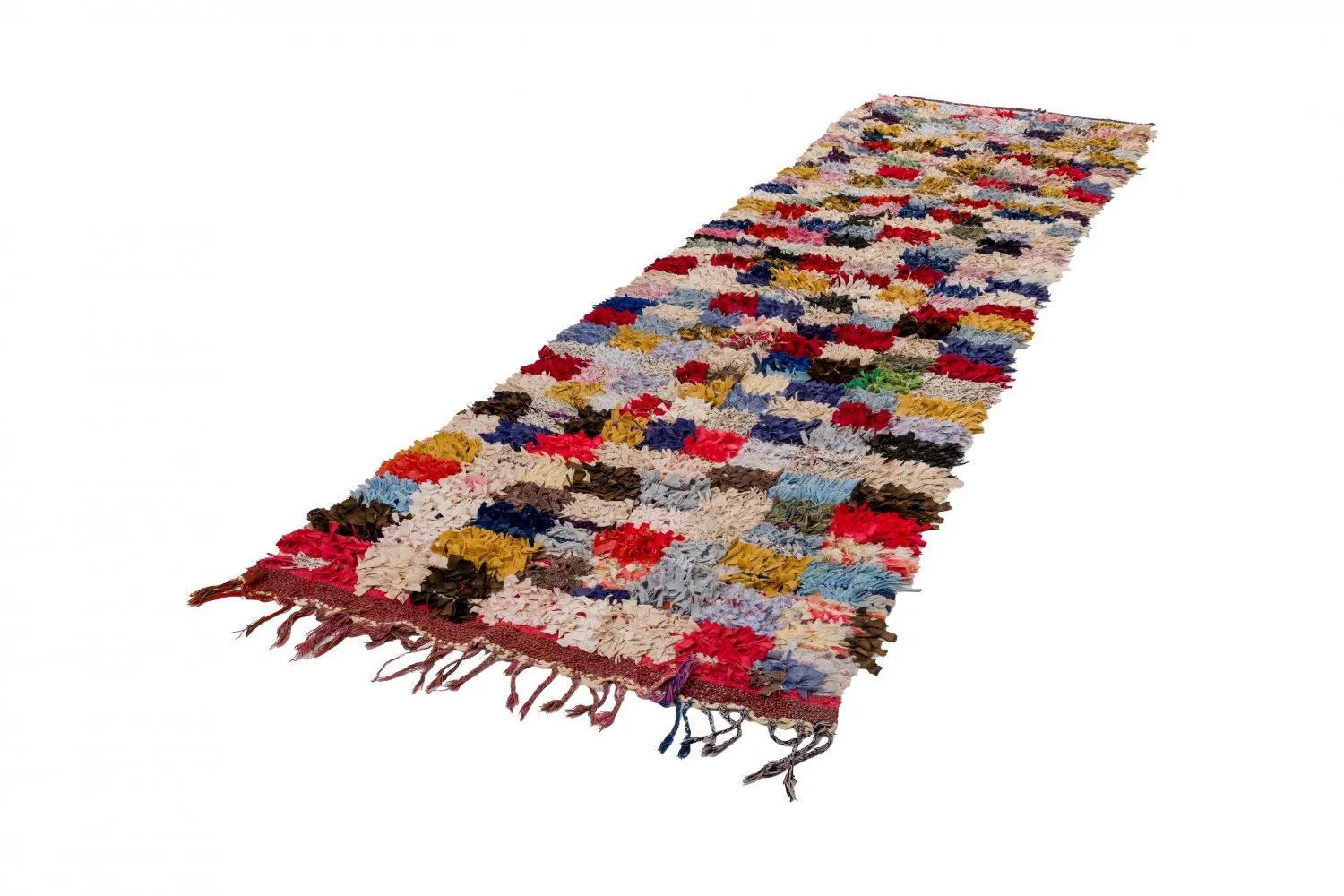 Marokkansk berber tæppe Boucherouite 380 x 105 cm
