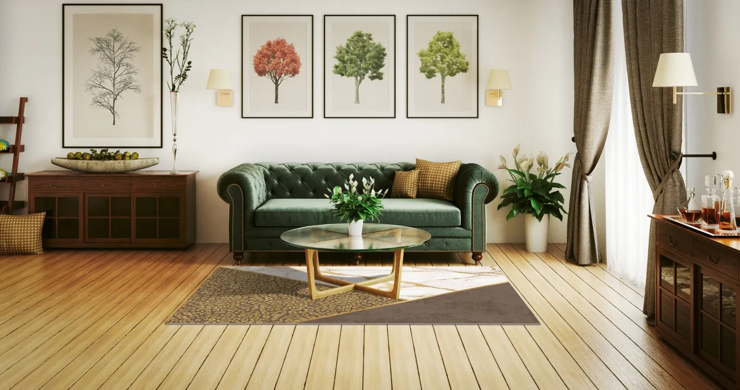 Wilton-tæppe - Granada (brun/hvid/guld)