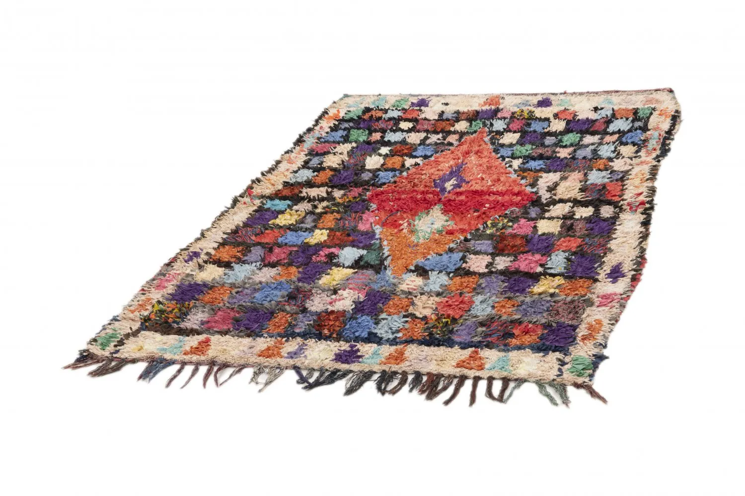 Marokkansk berber tæppe Boucherouite 195 x 125 cm