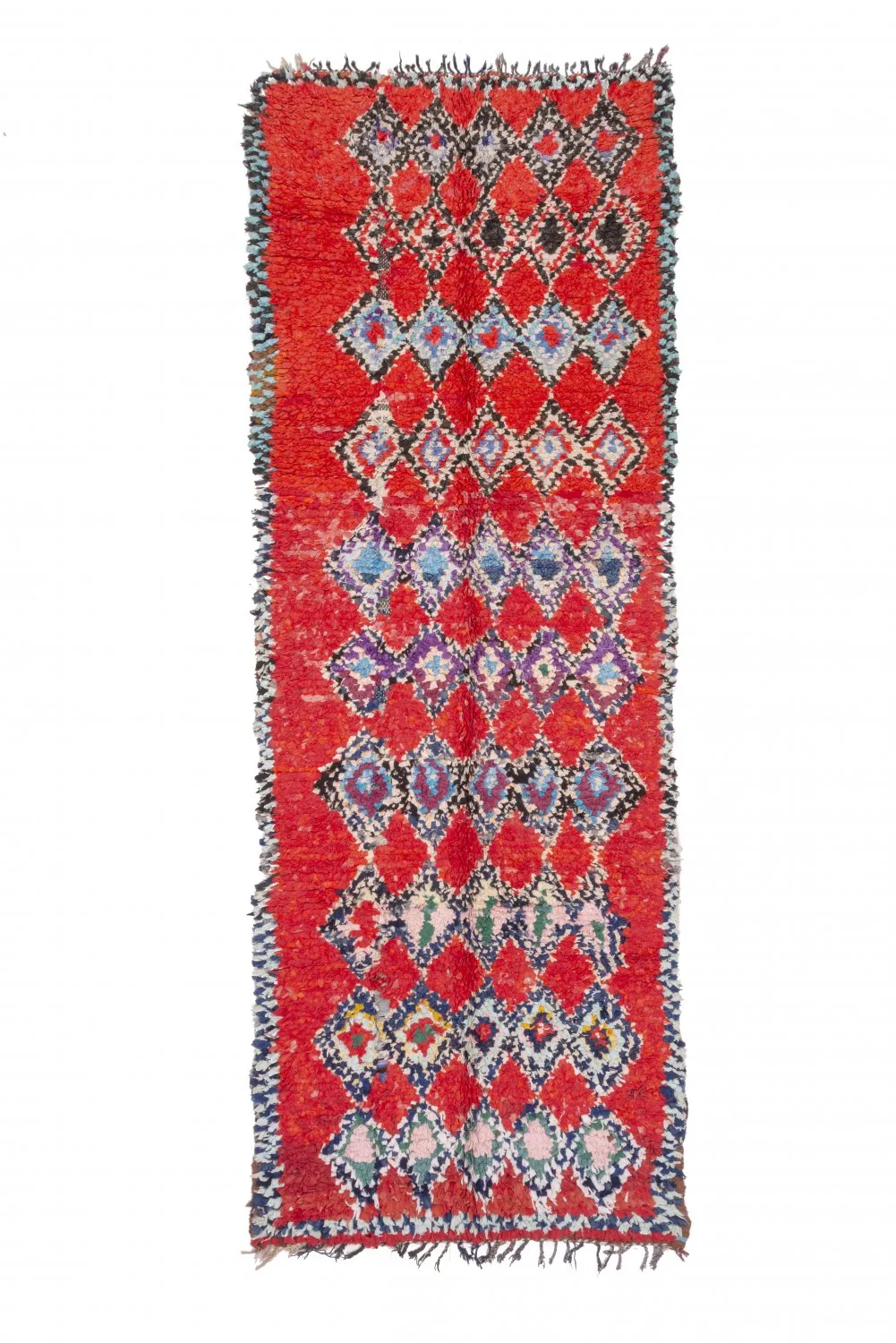 Marokkansk berber tæppe Boucherouite 295 x 110 cm