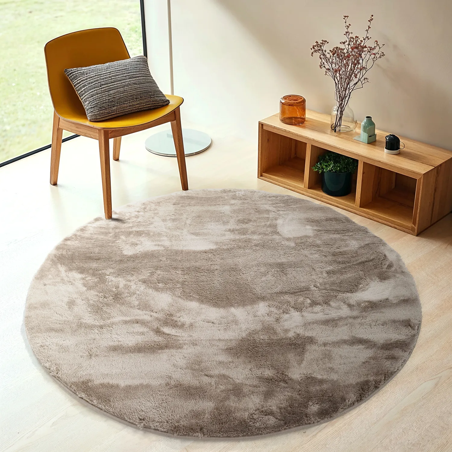Runde tæpper - Aranga Super Soft Fur (brun)