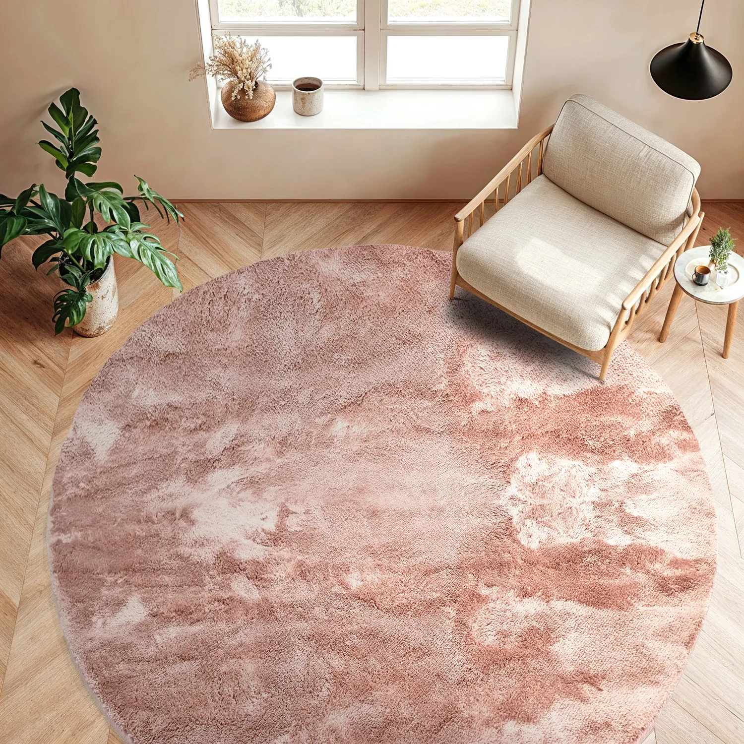 Runde tæpper - Aranga Super Soft Fur (lyserød)