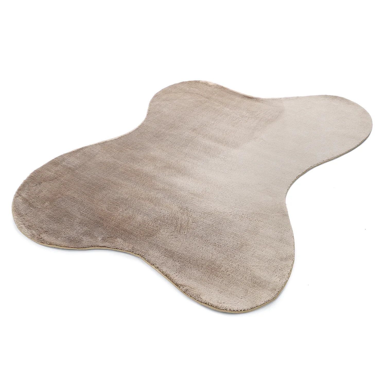 Asymmetrisk Bølget Ryatæppe - Aranga Super Soft Fur (brun)