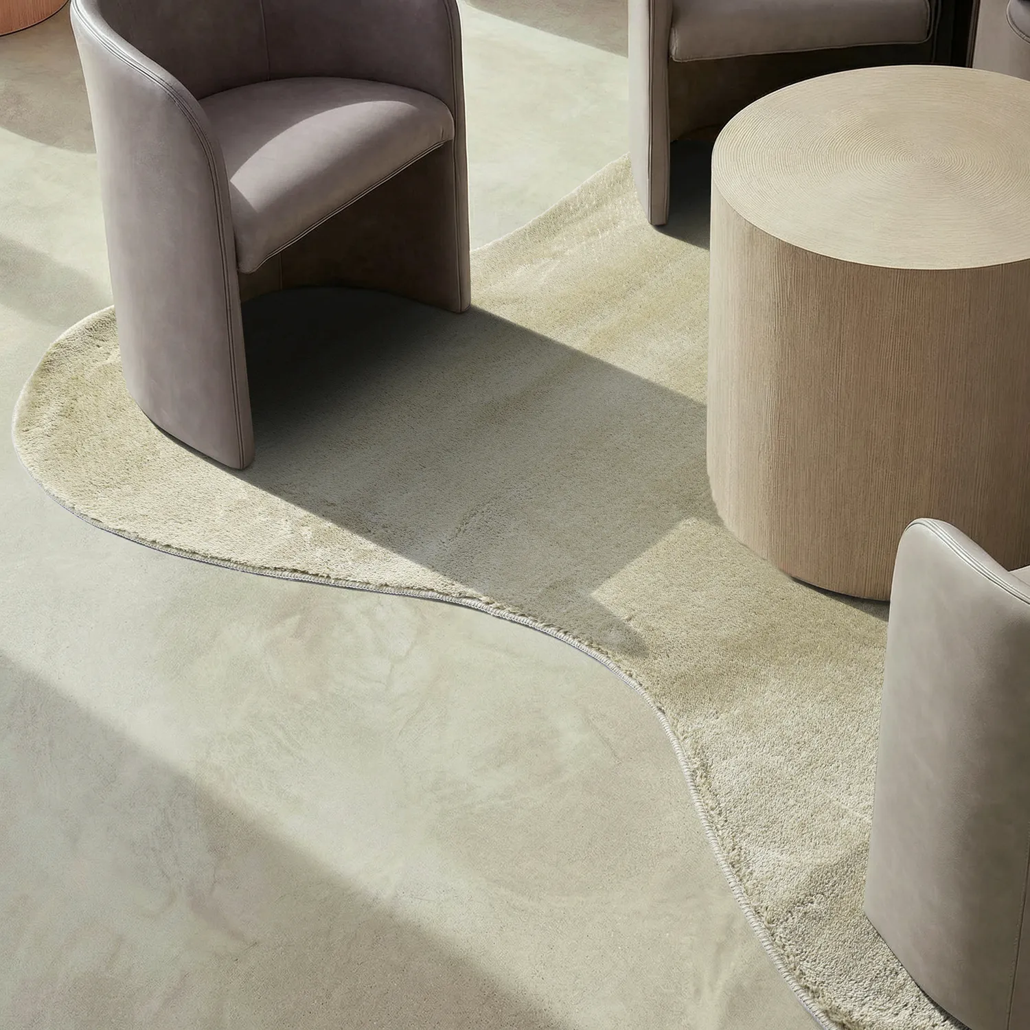 Asymmetrisk Bølget Ryatæppe - Aranga Super Soft Fur (lysegrøn)