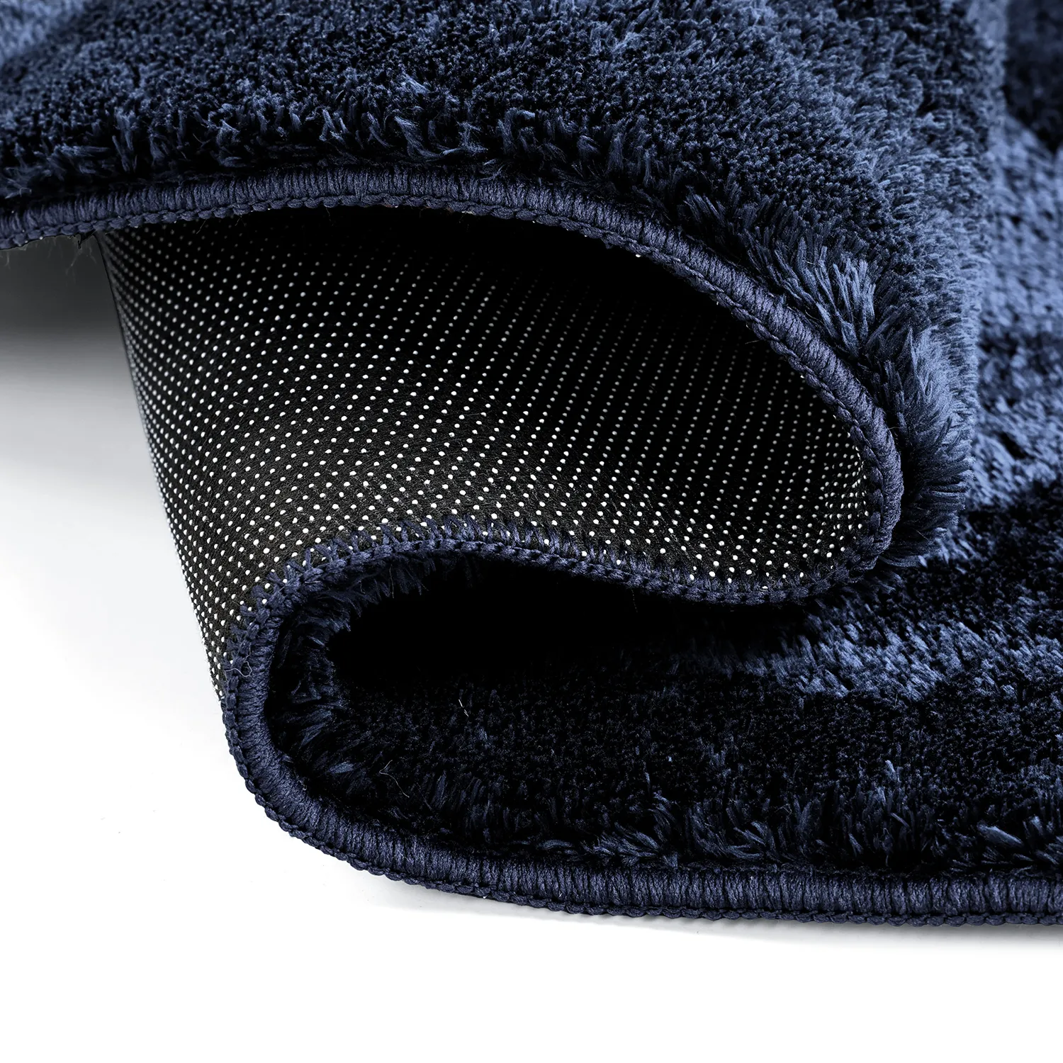 Asymmetrisk Bølget Ryatæppe - Aranga Super Soft Fur (mørkeblå)